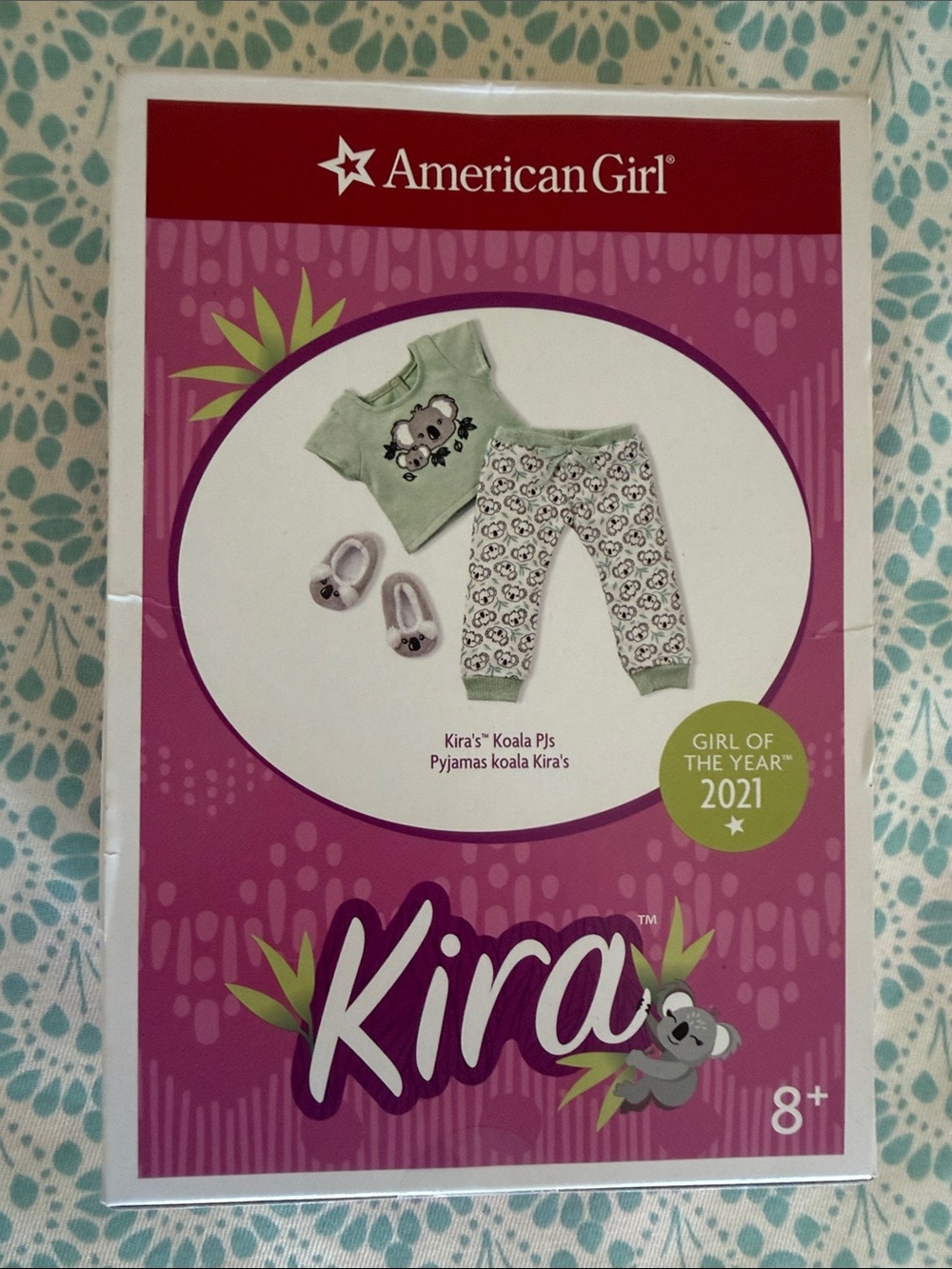 American Girl Kira Koala Pajama Set - Light Green and White for Doll